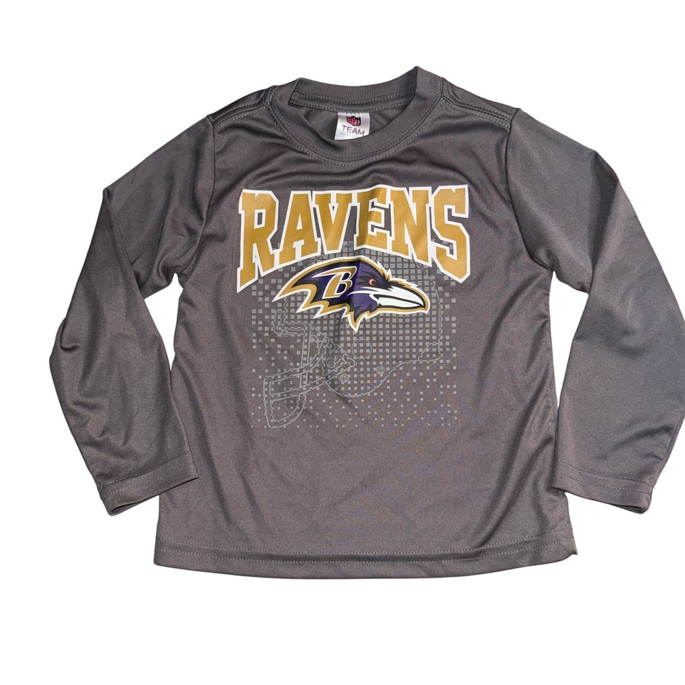 NFL Team Apparel Baltimore Ravens Shirt 2T Gray Long Sleeve Graphic Tee